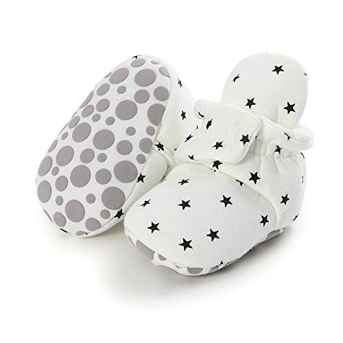 Image of HsdsBebe Unisex Newborn Baby Cotton Booties Non-Slip Sole for Toddler Boys Girls Infant Winter Warm Fleece Cozy Socks Shoes