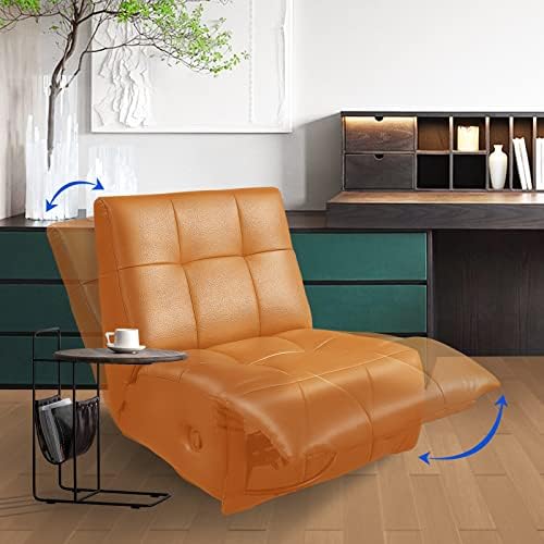 UnifreNty Lounge Chair Recliner, Natural Leather Oversized Home Theater Seating, Modern Chair Classic Design for Living Room Study Lounge Office Salon Orange