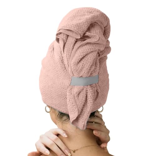 Toallas de pelo para cabello largo, 24 x 40 pulgadas, de secado rápido, turbante antiencrespamiento, envolturas de cabello húmedo, toalla de pelo rizado con bandas elásticas para mujer