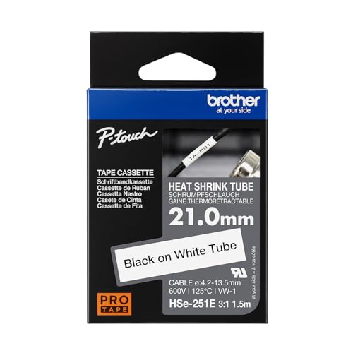 Ruban thermo rétractable 21 mm Brother gaine noire marquage fil