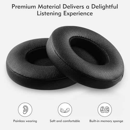 Beats Solo 2 y 3 Repuesto de Almohadillas Auriculares | Almohadillas de Repuesto para Beats Hechas de Cuero Proteico y Espuma Viscoelástica, Suaves y Duraderas miniatura 5