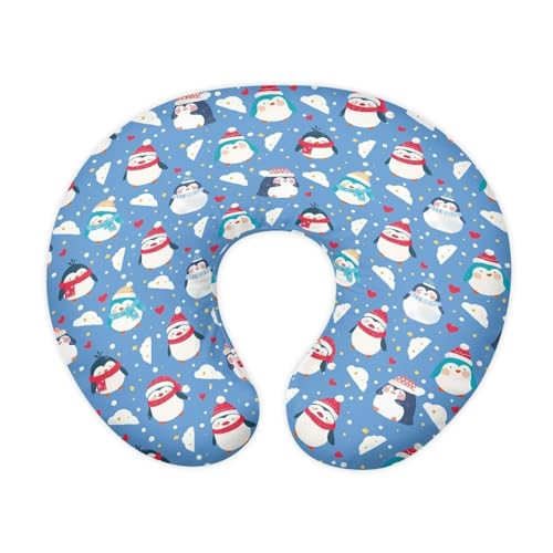 Image of Eheartsgir Christmas Penguin Breast Feeding Pillow Covers with Hidden Zipper Stain Resistant Comfortable Slipcover for Baby Boy and Girls Newborn Nursing Pillow Case for Nursery Room Decor