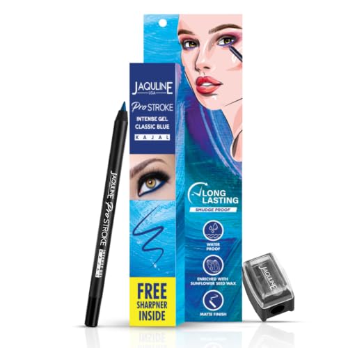 Image of JAQULINE USA ProStroke Intense Gel Kajal | Highly Pigmented | Waterproof | Smudgeproof | Matte Finish | Long Lasting | Quick Drying | Precise Application - Classic Blue,1.2g