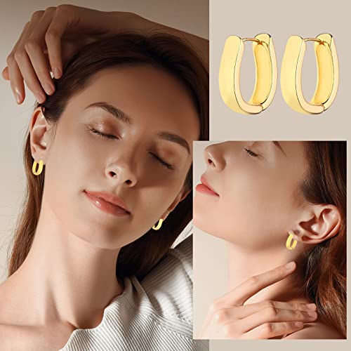 Image of Wgoud 6 Pairs Chunky Gold Hoop Earrings for Women, 14K Gold Plated Hoop Earrings Hypoallergenic, Thick Lightweight Twisted Huggie Hoops Earring Set for Women's Jewelry GIfts
