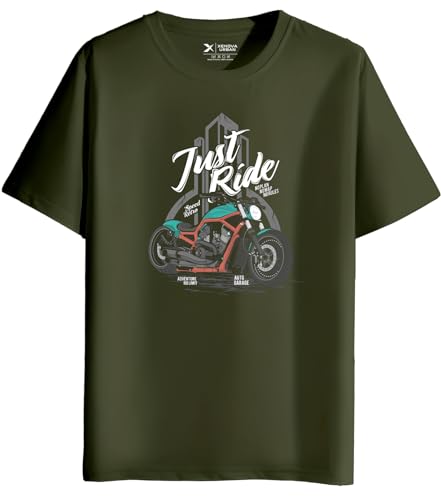 Image of XENOVAURBAN Men's Regular Fit Printed Round Neck Cotton T-Shirt | Graphic Printed Casual Wear Unisex Fit XS to 3XL Tshirt RN-BIKE2