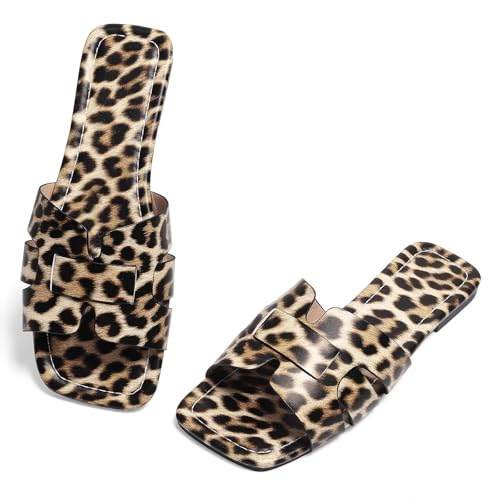 Image of Women's Dressy Casual Flat Sandals, Elegant Comfortable Slip-On Slides with Textured Upper, Versatile Dressy Style for Everyday Wear