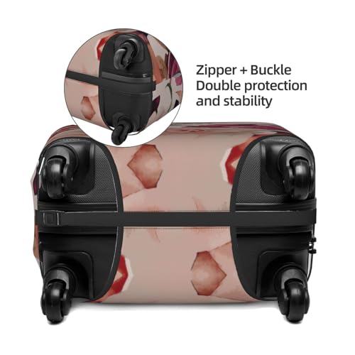 Pink Rose Flower Print Luggage Suitcase Cover Protector Luggage Washable Covers With Concealed Zipper4