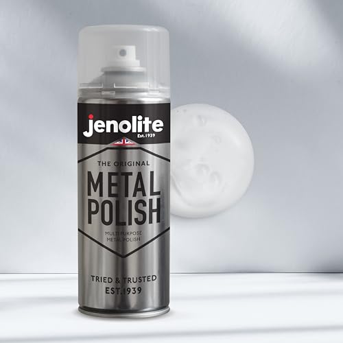 JENOLITE Metallpolitur-Aerosol, Polierschaum in Industriequalität, Reinigen, Polieren und Schützen, geeignet für Messing, Kupfer, Chrom, Edelstahl und Zinn, 400 ml