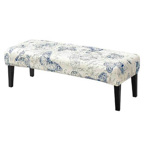 Image of SearchI Dining Bench Cover, Stretch Washable Long Bench Seat Covers, Rectangle Dining Table Bench Slipover for Dining Room, Living Room, Kitchen(Butterfly)
