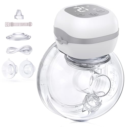Haokoo Sacaleches Electricos Manos Libres, Ligero Extractor de Leche Materna Portatil, Pantalla LCD, Sin BPA, Recargable, 3 Modos y 12 Niveles, 21mm/24mm Brida, para Viajes, Oficina, 1 Pieza