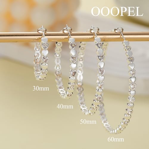 OOOPEL Heart-Inspired Sterling Silver Hoop Earrings with Sparkling Cubic Zirconia – Elegant Jewelry Gift for Women - Image 7