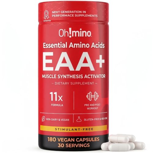 Ohmino BCAA + EAA Amino Acid Supplement Caffeinated 180 Vegan Capsules