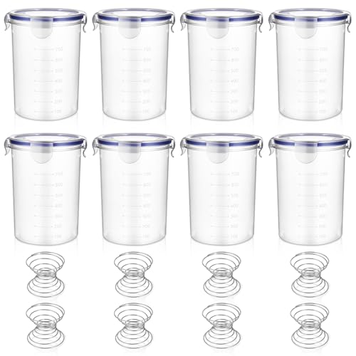 8Pcs Plastic Paint Storage Containers with Stainless Steel Mixing Ball, 1000ml Airtight Empty Paint...