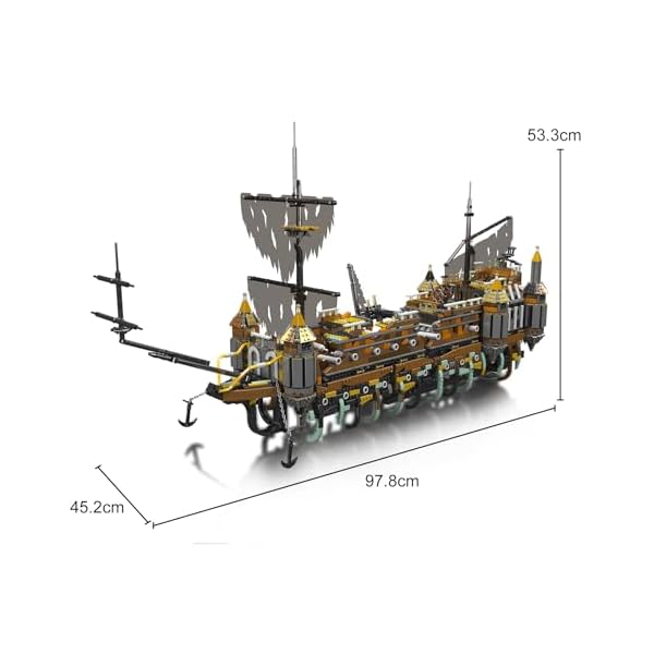 Mould King 13188 MOC für Pirates of the Caribbean Silent Mary Großes Piratenschiff Technik Modulares Piratenschiff-Kit Segelboot modell Technologie Klemmbausteine Bausatz (4147 Stück) – Bild 6