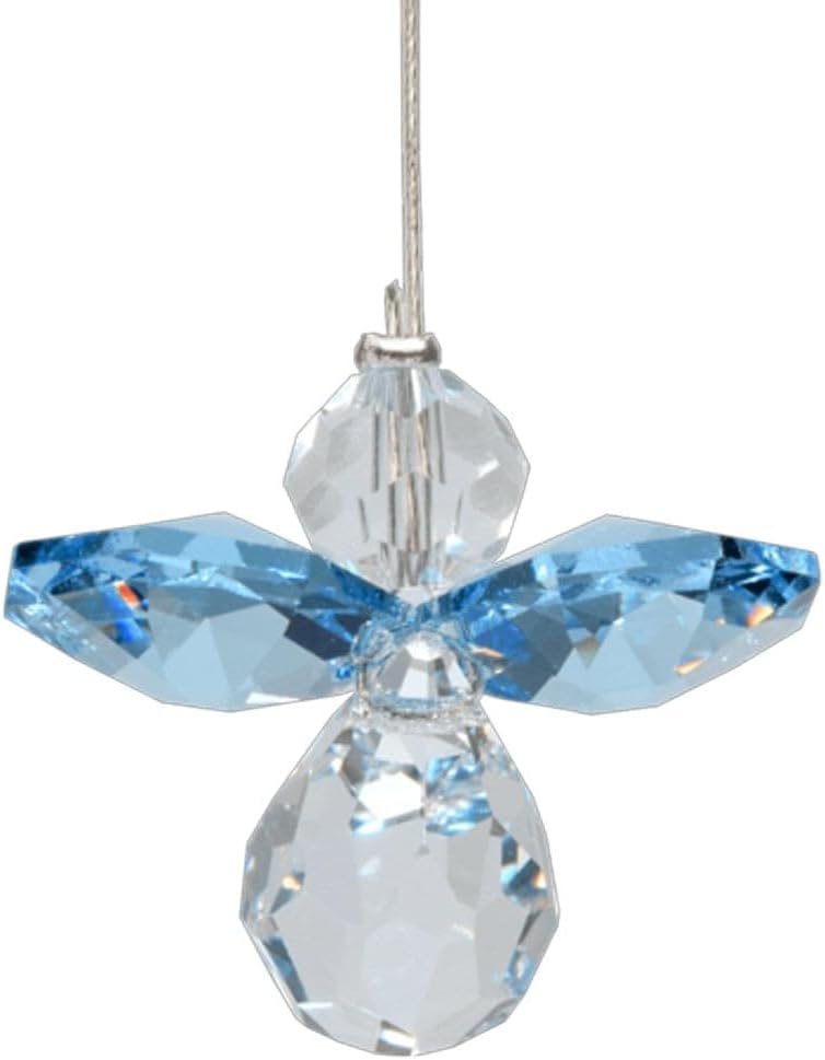 Hanging Crystal Guardian Angel Birthstone Suncatcher MARCH - AQUAMARINE - Embellished with Swarovski Crystals