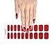 WOKOTO 20Pcs Chrome Red Gel Nail Strips With Nail File & Wooden Stick Holographic Red Semi Cured Nail Polish Strips UV Gel Nail Stickers Full Nail Wraps Stick On Nails Strips Decals For Women Girls
