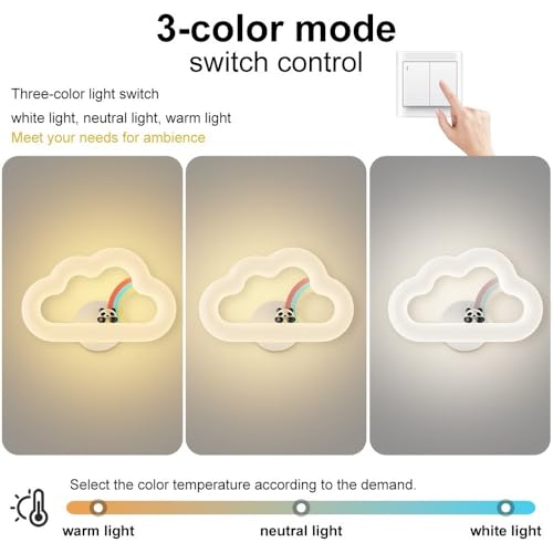 Lámparas de pared para habitación infantil tipo aplique de nube blanca LED 12W regulable en tono 6