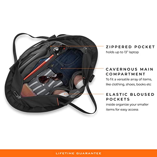 Briggs & Riley Extra Large Tote Bag for Women & Men - Weekend Tote for Work & Travel, Carry On Handbag, Adjustable Handles for Shoulder or Hand Carry, Fits 13" Laptop - ZDX Collection, Black3