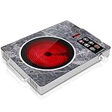 Alemania Single Burner Ceramic Cooktop, Portable 1800W Electric Stove, Countertop Burner for Cooking, Plug in Kitchen Hot Plate, Temperature Adjustable Compact Hob Camping Stoves
