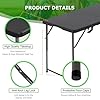 BestOffice 4 FT Picnic Table Folding Table Camping Plastic Table Fold Up Table Lock for Party Event, Black #3