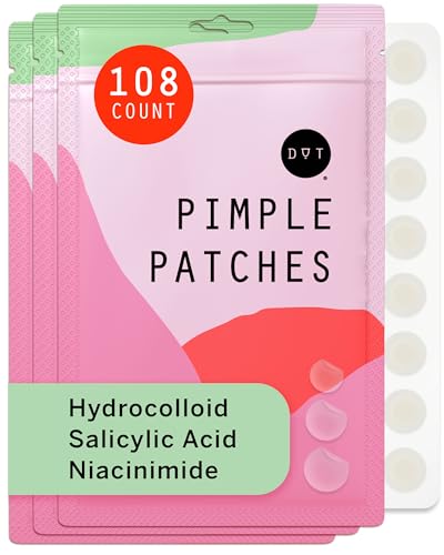 Pixie Hydrocolloid Pimple Patches for Face - Invisible Blemish Patches with Salicylic Acid, Vitamin C, Tea Tree Oil &amp; Niacinamide - Ultra-Thin Cosmetic Spot Patches (8 &amp; 12mm, 108 count)