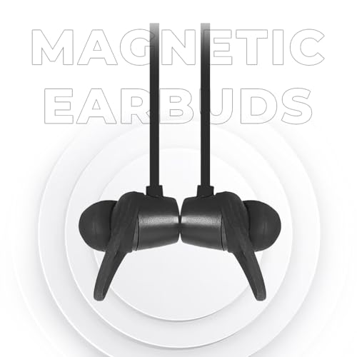 Image of Adcom Sync Wireless Bluetooth Neckband Headset with Up to 10 Hours Playback, Fast Charge, Low Latency, Magnetic Earbuds, Bluetooth Neckband, Bass Drivers, Wireless with Mic Earphones (Black)