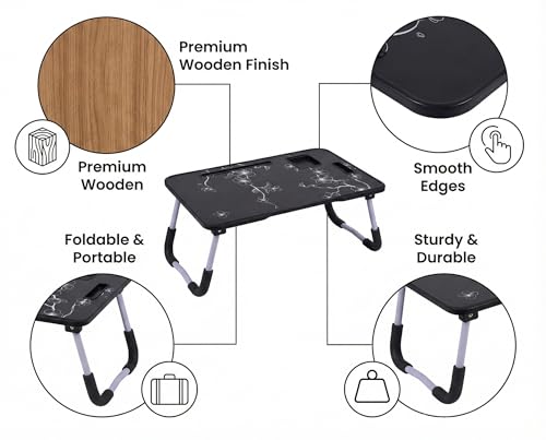 Image of Study Table Bed Table Premium Laptop Table /Foldable and Portable Wooden /Writing Desk for Office /Home /School (US Flower)