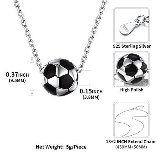 Chicsilver Women Men Soccer Ball Pendant Necklace 925 Sterling Silver Football Soccer Jewelry For Soccer Player Sport Fans #TOP3