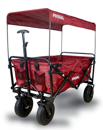 FROSAL Bollerwagen Nick rot faltbar mit Luftreifen Bremse & Dach Kinder...