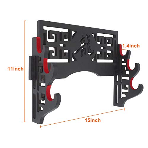 Eforlife Velvet Protect Sword Wall Mount Sword Holder Display Stand With Felt Strips For Katana Wakizashi Genji And Samurai Swords (3 Tier Dragon - 龍) #TOP1