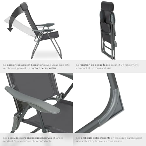 Fauteuil Jardin Pliant Alu Dossier 5 Positions TecTake