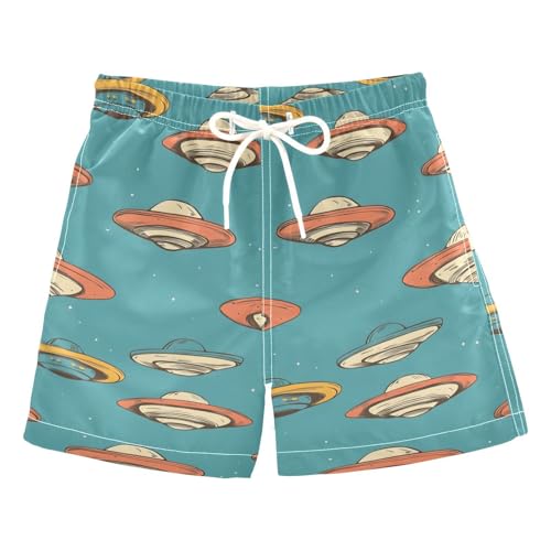 Boys Swim Trunks Aliens Spacecrafts Beach Board Shorts Quick Dry Swimsuit Toddler Kid Teen