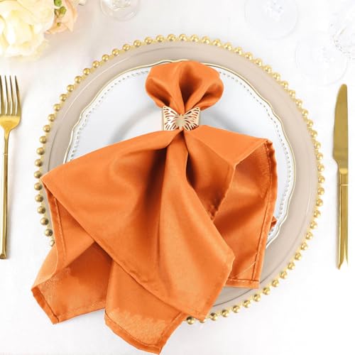 Efavormart Premium Cloth Napkins Set of 25, 20x20 Inch Orange Seamless Dinner Napkins, Washable Linen Table Napkin Cloth with Hemmed Edges for Weddings, Party and Banquet