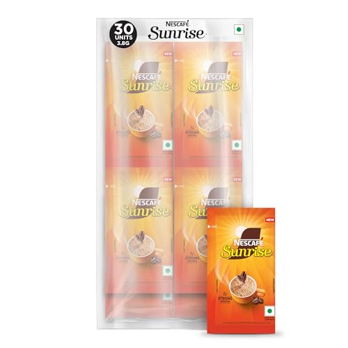 Sunrise Instant Coffee Powder by Nescafé | Strong Aroma for the Perfect Start to Your Day | Coffee Chicory-Mix | Pack of 30 Sachets, 3.8g each, 114g