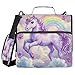 Boccsty Cute Unicorn Rainbow Glitter Zipper Binder 3 Ring Binders Expanding File Folder Multi-Pocket Zipper Binder Organizer for School Shoulder Strap and Handle
