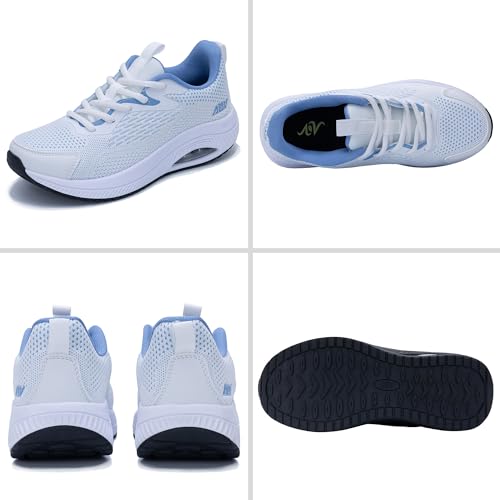 Image of Women's Walking Shoes Arch Support Running Shoes Non-Slip Air Tennis Sneakers for Gym Sports Workout WhiteBlue 10