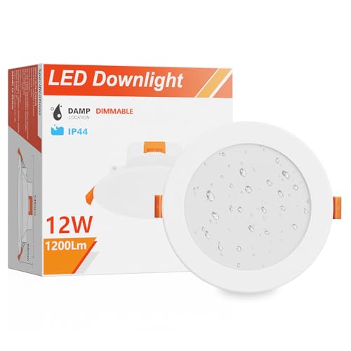 ENUOTEK Lampada Plafoniera LED a Incasso da Soffitto 12W Dimmerabile IP44 Bagno Disponibile Luce Calda e Fredda Regolabile 220V-240V Diametro di Foro Soffitto 110-135MM Lot di 1