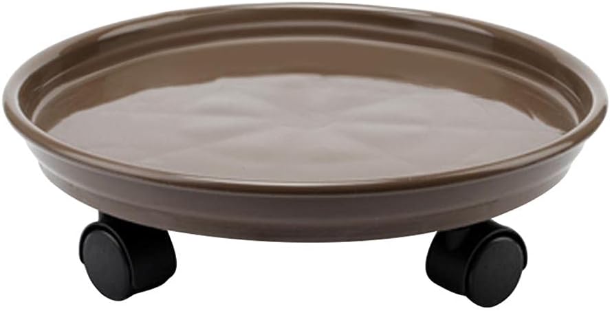 Rolling Potted Plant Stand with Universal Wheels Round Plastic Tray Heavy Duty Flower Pot Rack(21.5cm)