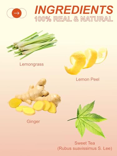 Image of TeeLux Lemon Ginger Tea, Soothing & Warming Flavor, Caffeine Free, 100 ct | Zesty Ginger Root Blend with Lemongrass, Lemon Peel & Sweet Tea Leaves, Citrus Aroma, Sugar Free, Gluten Free, Hot or Iced