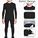 HYCOPROT Youth Boys Thermal Underwear Set Kids Long Johns Base Layer Fleece Lined Compression Shirt Leggings Pants Girls Thermals Winter Top and Bottom Sets Children's Warm Cold Weather Gear Black
