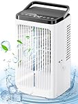 Climatiseur Mobile 1200ML, Rafraîchisseur d'air Silencieux, 4 Vitesses, 2 Modes de Brumisation, Lumières colorées, Oscillation à 90°, Minuterie de 8h, Chambre à Coucher, Minuteries, Bureau, Cuisine