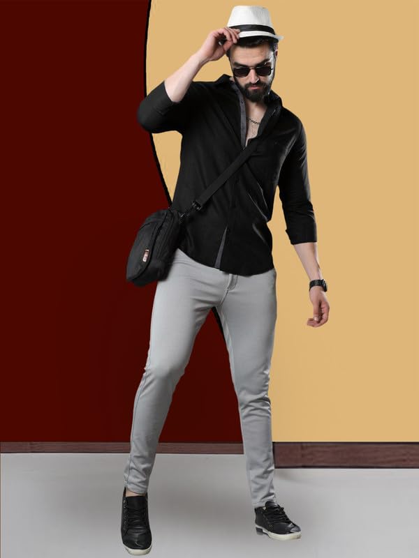 Image of Pinkmint Combo of Men Casual Cotton Blend Full Sleeves Formal Regular Slim Fit Plain Office Shirts