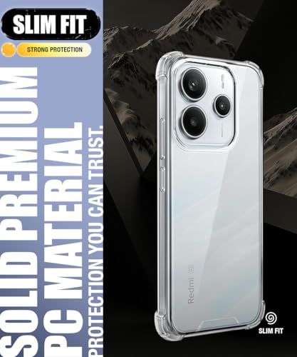 Image of WOW IMAGINE Ultra-Hybrid Crystal Clear Back Case for Redmi Note 14 SE 5G | Redmi Note 14 5G | Shockproof Design | Camera Protection Bump | Hard Mobile Back Cover with Cushioned Edges - Transparent