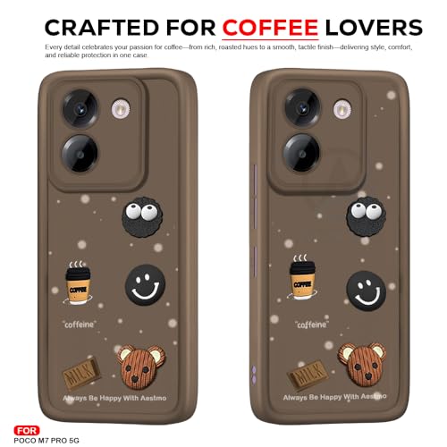 Image of AESTMO Back Case Cover for Poco M7 Pro 5G | Cute Fun Cartoon 3D Ball | Coffee Silicone Case | Full Body Protection | Camera Protection Back Cover for Poco M7 Pro 5G (Brown)