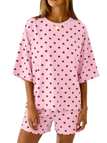 Image of Tankaneo Womens Pajama Sets 3 /4 Sleeve Oversized Tops & Loose Fit Shorts Lounge Set with Pockets Loungewear