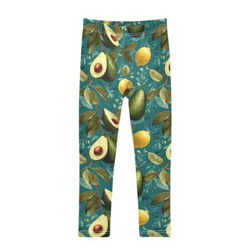 Girls Leggings Avocado Fruit Leaves Soft Toddler Leggings for Girls Kids Pants Size 4T-10T