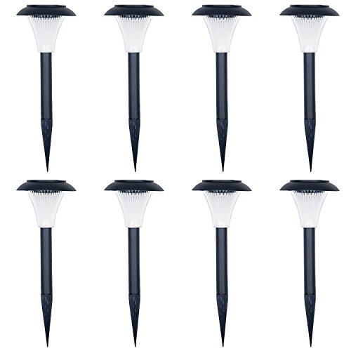 Pure Garden 82-9265 Gardens, Pathways, and Patios Solar Powered Outdoor Lights-LED Stake Spotlight Fixture, Set of 8, 13.5” (H) x 4.25” (L) x 4.25” (W), Black
