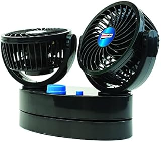 Streetwize  Portable Twin Cyclone Oscillating 12v Car Fan | Dual Speed with On/Off Button | 360° Degree Fan | Ideal For: Cars, Van, 4x4's, Caravans and Motorhome's SWCF5