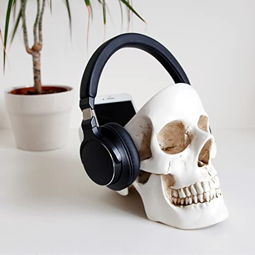 Suck UK Skull Jewelry Organizer & Key Bowl, Goth Trinket Dish Or Desktop Organizer, Ceramic Bracelet Holder & Ring Holder, Gothic Home Decor Accessories, White