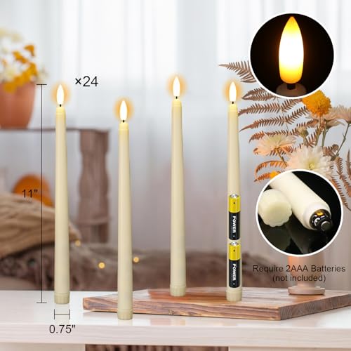 Image of Wondise 24 Pack Flameless Taper Candles, Battery Operated Candlesticks